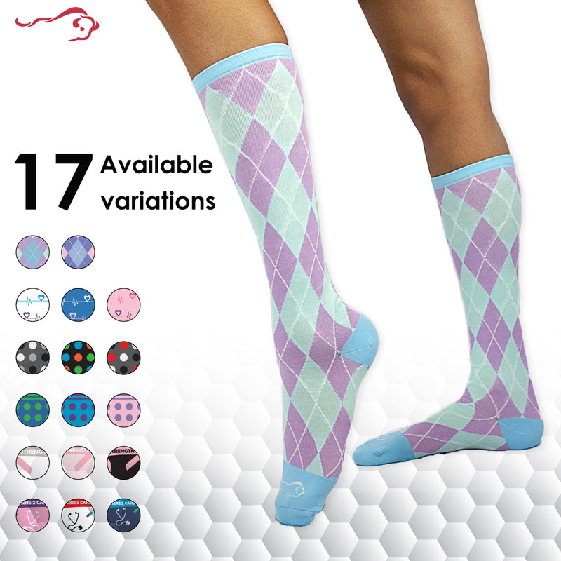 Bison Life Argyle Compression Socks, Anti-Fatigue Odor & Moisture Resistant, Men & Women