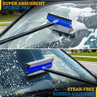 3-in-1 Auto & Window Squeegee Kit with 60" Extendable Pole - Rotatable Glass Cleaner for Home & Ca