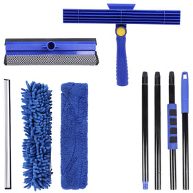 3-in-1 Auto & Window Squeegee Kit with 60" Extendable Pole - Rotatable Glass Cleaner for Home & Ca