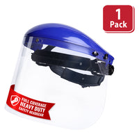 Bison Life Clear Polycarbonate Face Shield Blue Ratchet Suspension Safety Headgear, ANSI Z87.1