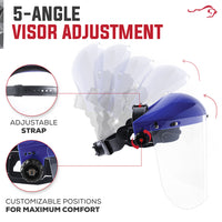 Bison Life Clear Polycarbonate Face Shield Blue Ratchet Suspension Safety Headgear, ANSI Z87.1