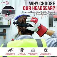 Bison Life Clear Polycarbonate Face Shield Blue Ratchet Suspension Safety Headgear, ANSI Z87.1