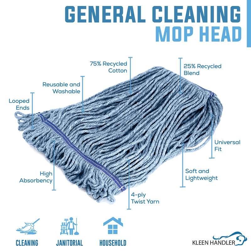 Bison Life Heavy Duty General Cleaning Commercial Mop Head Replacement, Blue