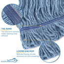 Heavy Duty General Cleaning Mop Commercial Replacement, Wet Industrial Blue Cotton Looped End String Head Refill
