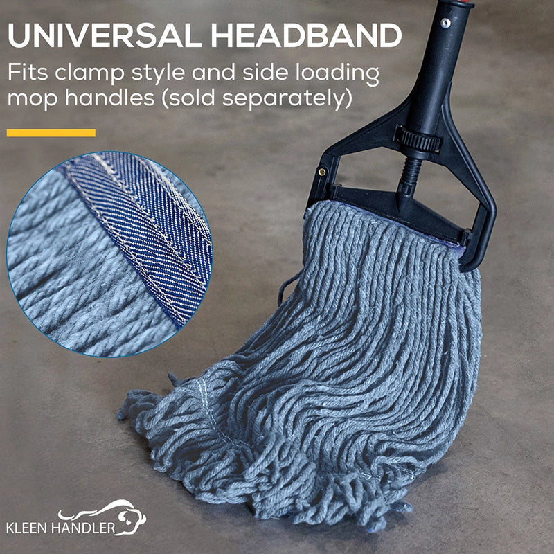 Heavy Duty General Cleaning Mop Commercial Replacement, Wet Industrial Blue Cotton Looped End String Head Refill