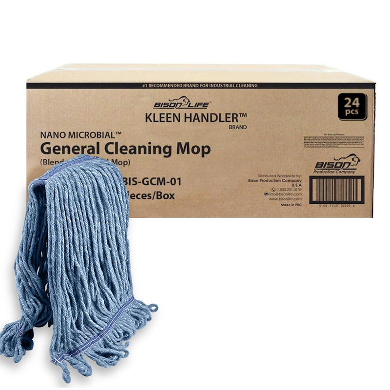 Heavy Duty General Cleaning Mop Commercial Replacement, Wet Industrial Blue Cotton Looped End String Head Refill