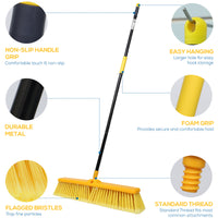 Bison Life Heavy Duty Push Broom with Extendable Metal Handle