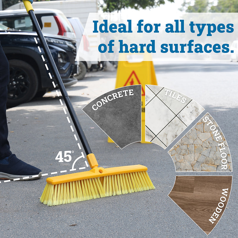 Bison Life Heavy Duty Push Broom with Extendable Metal Handle