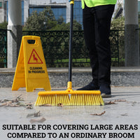 Bison Life Heavy Duty Push Broom with Extendable Metal Handle