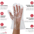 Disposable Food Handling Long Cuff Poly Gloves, 0.65g. 11.5" OSFM