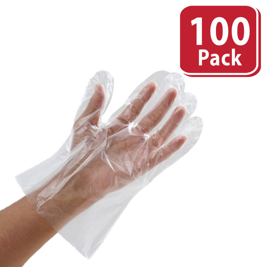 BISON LIFE Disposable Food Handling Long Cuff Poly Gloves, Latex Free, Powder Free, HDPE