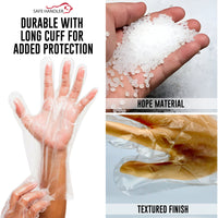 BISON LIFE Disposable Food Handling Long Cuff Poly Gloves, Latex Free, Powder Free, HDPE