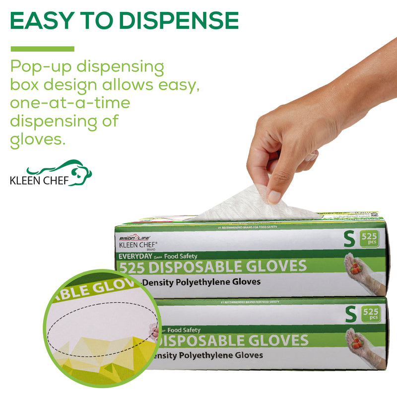 Disposable Food Handling Long Cuff Poly Gloves for Food Safety, Kitchen Prep & Cooking
