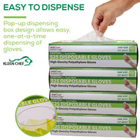 Disposable Food Handling Long Cuff Poly Gloves for Food Safety, Kitchen Prep & Cooking