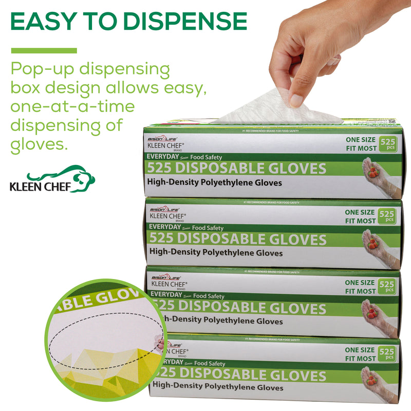 Disposable Food Handling Long Cuff Poly Gloves for Food Safety, Kitchen Prep & Cooking