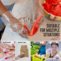Disposable Food Handling Long Cuff Poly Gloves for Food Safety, Kitchen Prep & Cooking