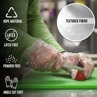 Disposable Food Handling Long Cuff Poly Gloves for Food Safety, Kitchen Prep & Cooking