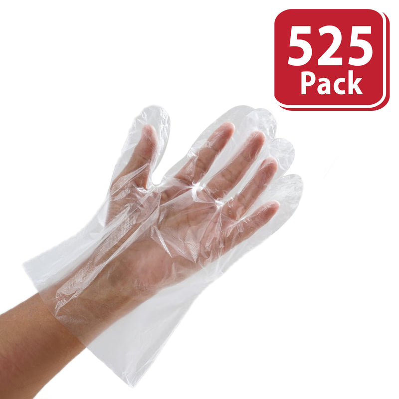 BISON LIFE Disposable Food Handling Long Cuff Poly Gloves, Latex Free, Powder Free, HDPE