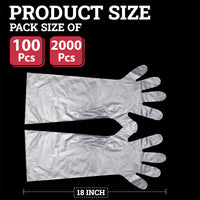 Disposable Food Handling Elbow Length Poly Gloves, 23" inch, OSFM