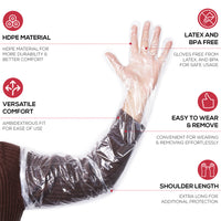 Disposable Food Handling Elbow Length Poly Gloves, 23" inch, OSFM