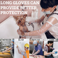 Disposable Food Handling Elbow Length Poly Gloves, 23" inch, OSFM