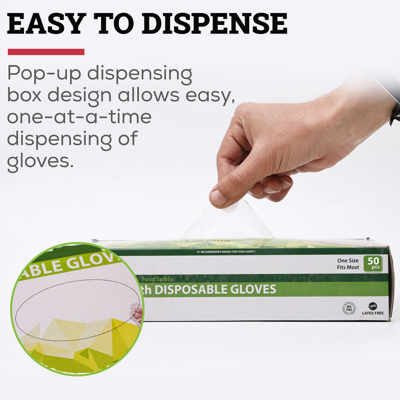 Disposable Food Handling Elbow Length Poly Gloves, 23" inch, OSFM