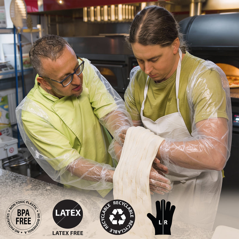 Disposable Food Handling Elbow Length Poly Gloves, 23" inch, OSFM