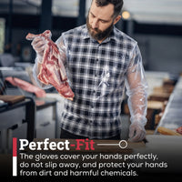 Disposable Food Handling Elbow Length Poly Gloves, 23" inch, OSFM