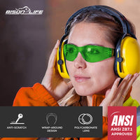 Bison Life Keystone Wraparound Color Lens Black Temple Safety Glasses, ANSI Z87.1