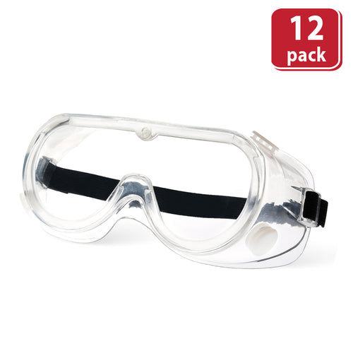 Bison Life SplashX Clear Vented Safety Goggles Over Eyeglasses, Anti Fog, ANSI Z87.1