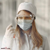 Bison Life SplashX Clear Vented Safety Goggles Over Eyeglasses, Anti Fog, ANSI Z87.1