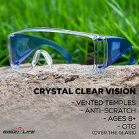 Bison Life Diamont Youth Clear Lens Vented Over-The-Glasses Protective Eyewear, ANSI Z87.1