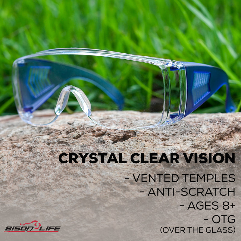 Bison Life Diamont Youth Clear Lens Vented Over-The-Glasses Protective Eyewear, ANSI Z87.1