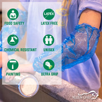 Bison Life Disposable Arm Sleeves with Elastic Ends for Food Prep, Blue