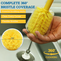 Goblet Long Handled Fine Glassware Cleaning Brush with Soft Bristles, Yellow
