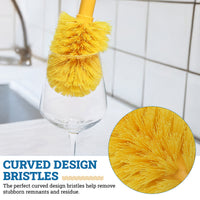 Goblet Long Handled Fine Glassware Cleaning Brush with Soft Bristles, Yellow