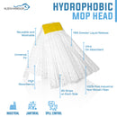 Kleen Handler Hydrophobic Mop Head Replacement, 6 Pack, Industrial Mop for Oils and Spills