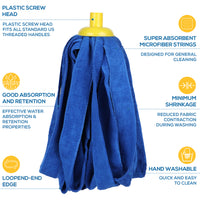 Bison Life Microfiber Mop Refill Heads– Screw-On Loop Ends for Wet & Dry Floor Cleaning