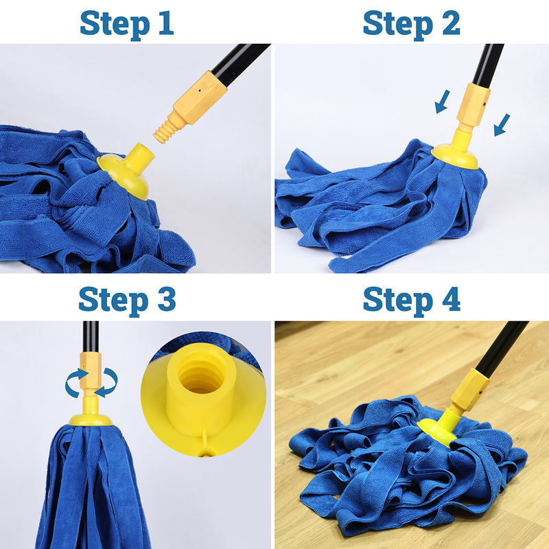 Bison Life Microfiber Mop Refill Heads– Screw-On Loop Ends for Wet & Dry Floor Cleaning