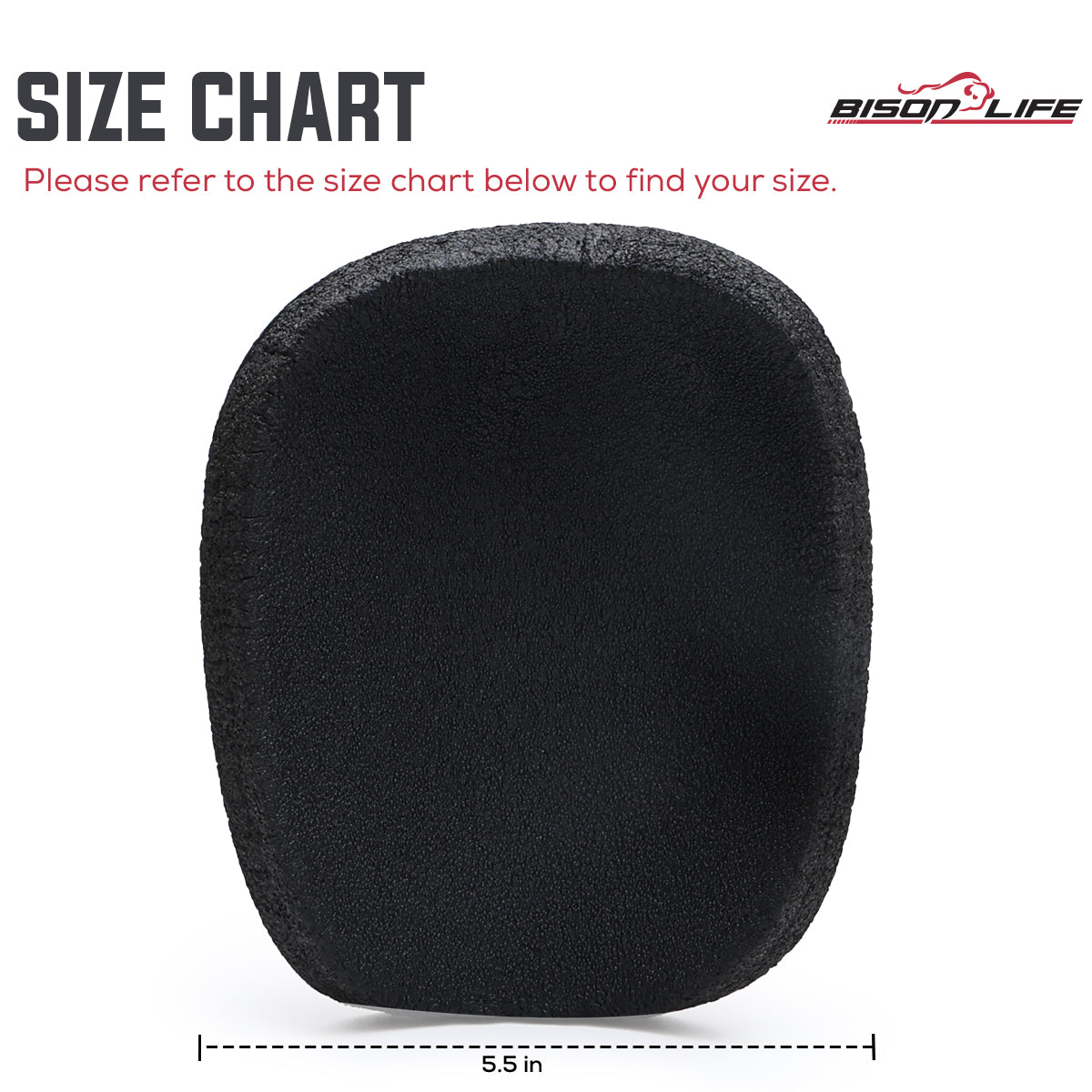 Bison Life Replacement Knee Pad Inserts for Lightweight Gardening, Black OSFM Fit — size guide 2