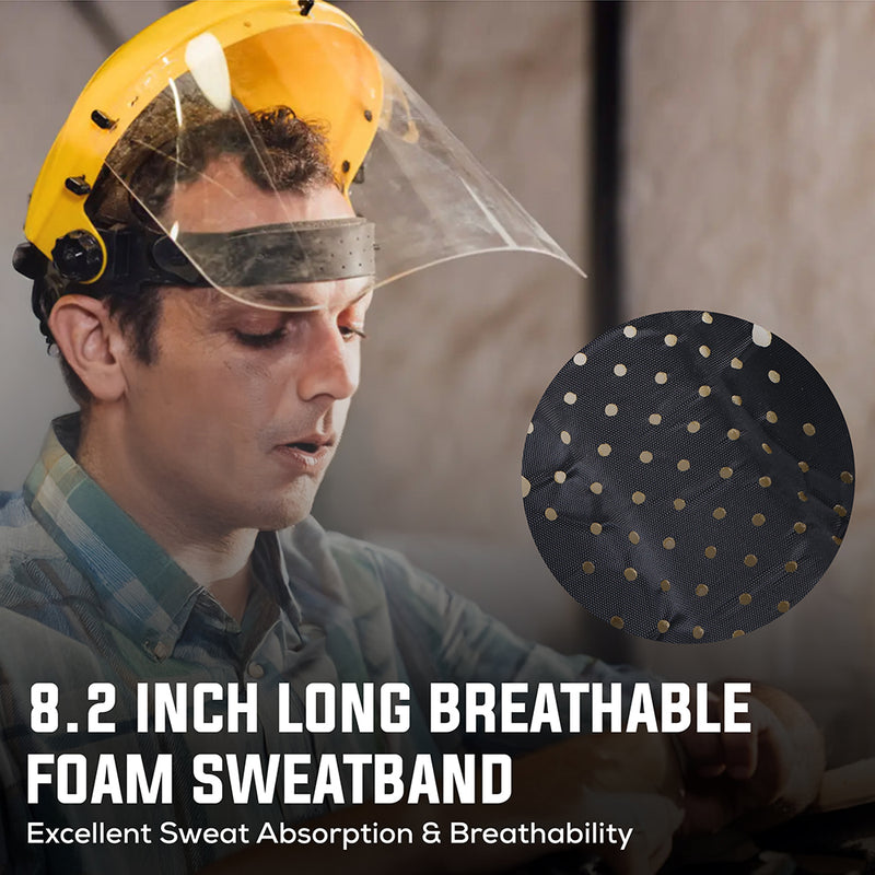 Bison Life Reusable Face Shield Headgear with Ratchet Suspension, ANSI Z87.1, Yellow/Black