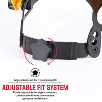Bison Life Reusable Face Shield Headgear with Ratchet Suspension, ANSI Z87.1, Yellow/Black