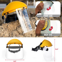 Bison Life Reusable Face Shield Headgear with Ratchet Suspension, ANSI Z87.1, Yellow/Black