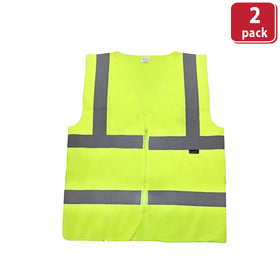 Bison Life Class 2 Reflective Safety Vest, Fluorescent Yellow, Zipper Closure, Large