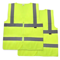 Bison Life Class 2 Reflective Safety Vest, Fluorescent Yellow, Zipper Closure, Large