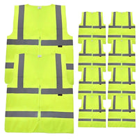 Bison Life Class 2 Reflective Safety Vest, Fluorescent Yellow, Zipper Closure, Large