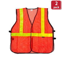 Bison Life Orange Safety Vest - ANSI Class 2 Lattice Reflective Vest for Construction & Traffic Control