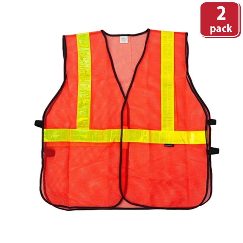 Bison Life Orange Safety Vest - ANSI Class 2 Lattice Reflective Vest for Construction & Traffic Control