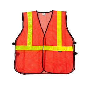 Bison Life Orange Safety Vest - ANSI Class 2 Lattice Reflective Vest for Construction & Traffic Control