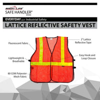 Bison Life Orange Safety Vest - ANSI Class 2 Lattice Reflective Vest for Construction & Traffic Control
